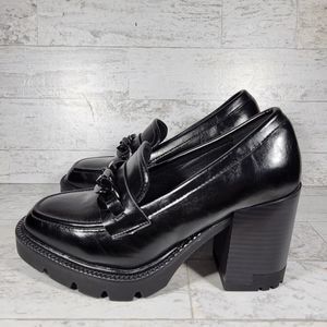 Madden Girl Kassidy Women’s Black Chunky Chain High Heels Size 7M